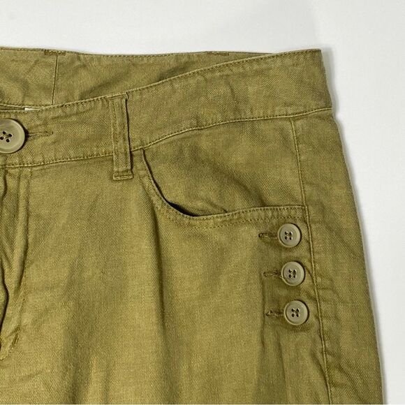 Cabi Charlie Linen / Lyocell Blend Olive Green Wide Leg Trouser Pants Women's 8 - Picture 10 of 14